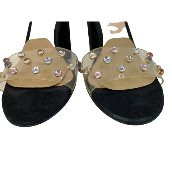 Kate Spade New York Marci Black Sandals Embellished PVC Strap Size 7M 7285 - Picture 8 of 14